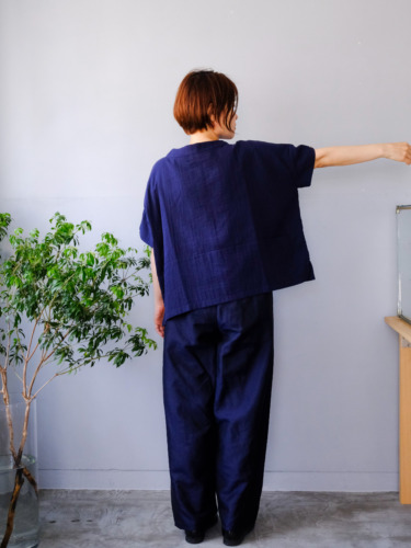 WガーゼドロップショルダーPU / Navy