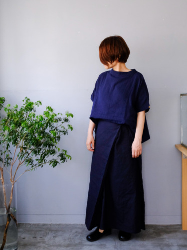 WガーゼドロップショルダーPU / Navy