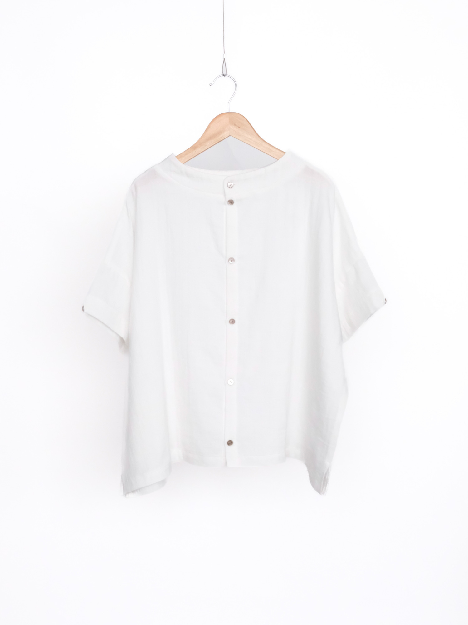 WガーゼドロップショルダーPU / White