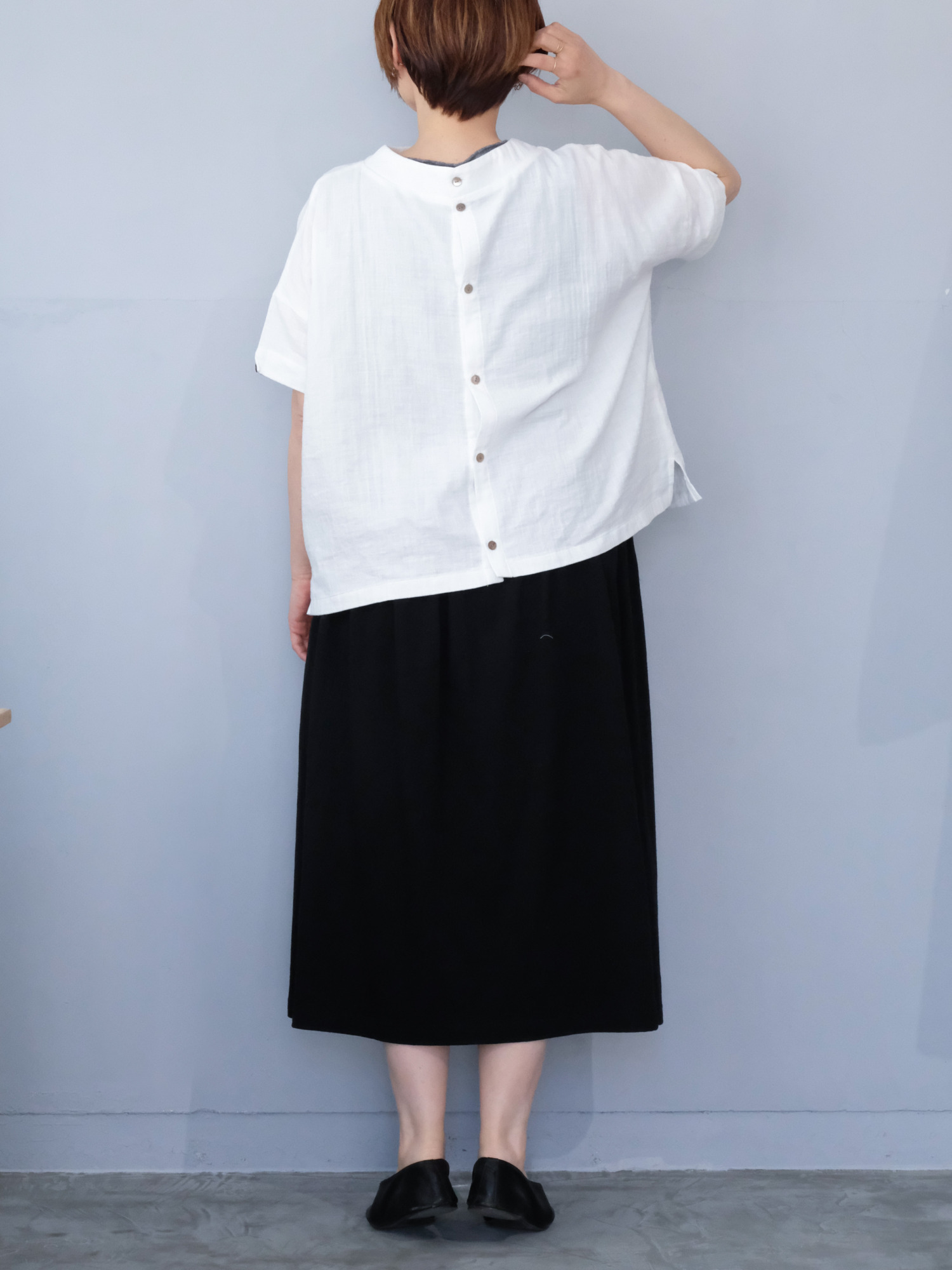 WガーゼドロップショルダーPU / White