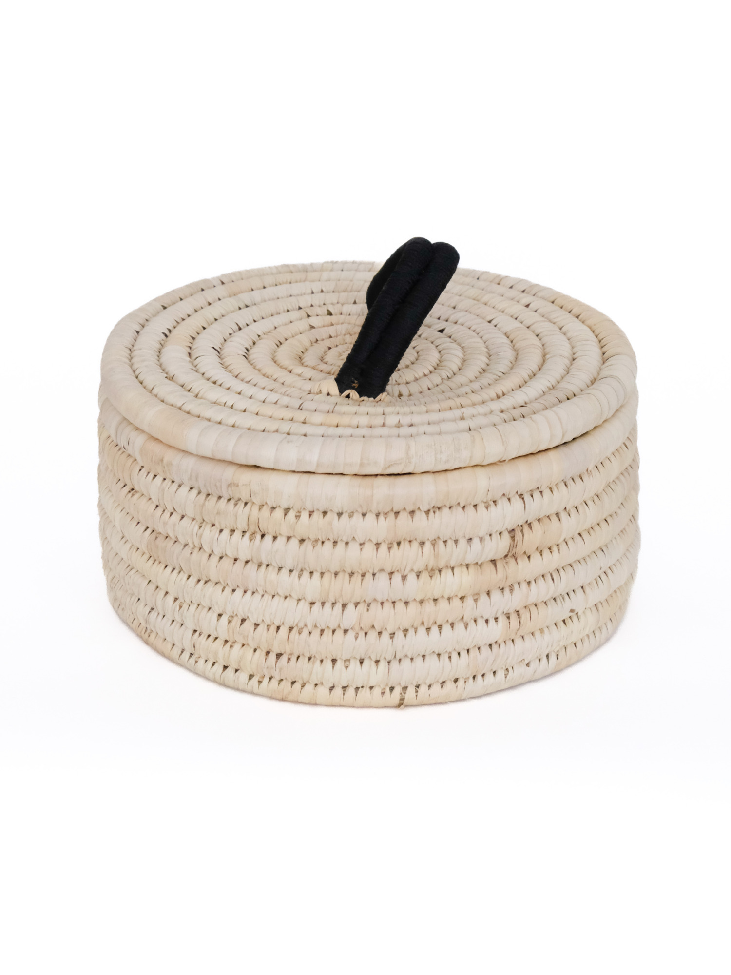 Sabai Lidded Basket M / Natural × Black