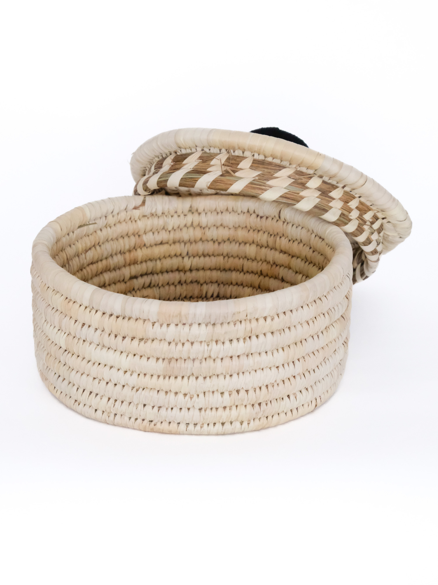 Sabai Lidded Basket M / Natural × Black