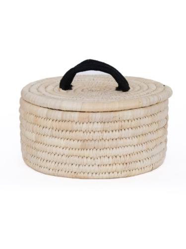 Sabai Lidded Basket M / Natural × Black