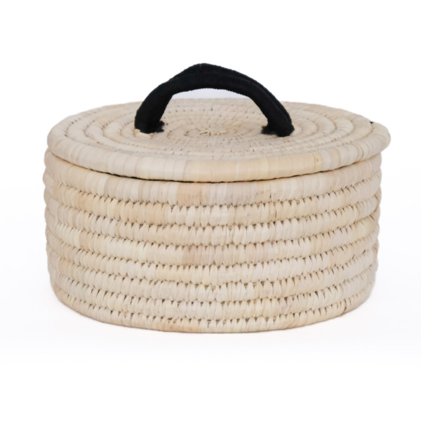 Sabai Lidded Basket M / Natural × Black