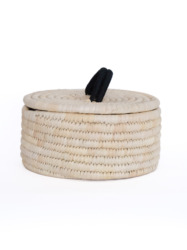 Sabai Lidded Basket M / Natural × Black