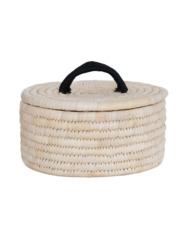 Sabai Lidded Basket M / Natural × Black