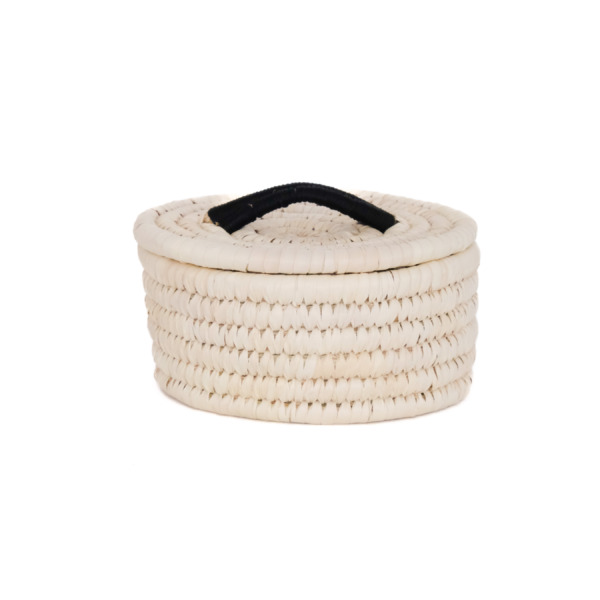 Sabai Lidded Basket S / Natural × Black