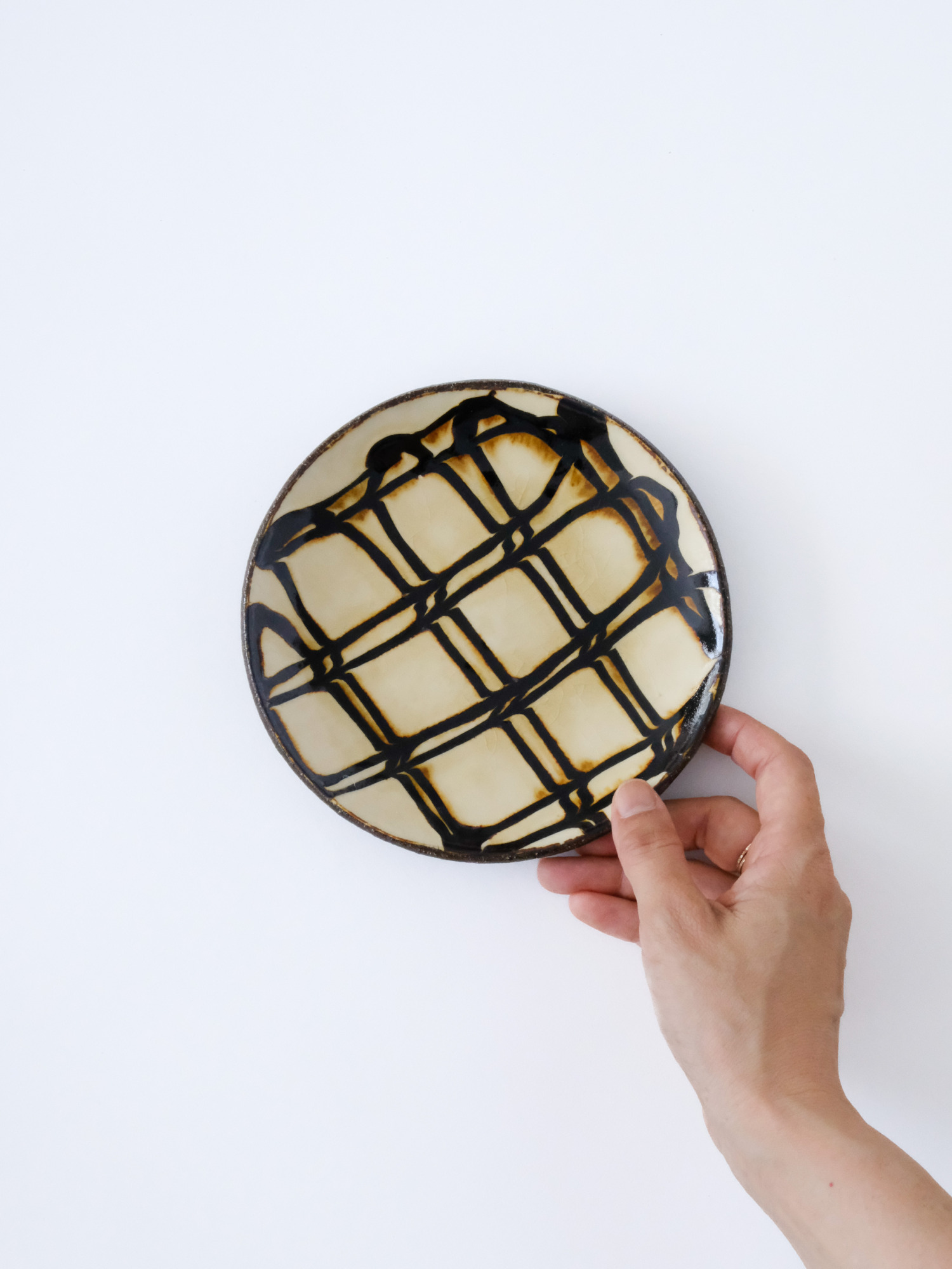 スリップウェア 四寸皿 8-c