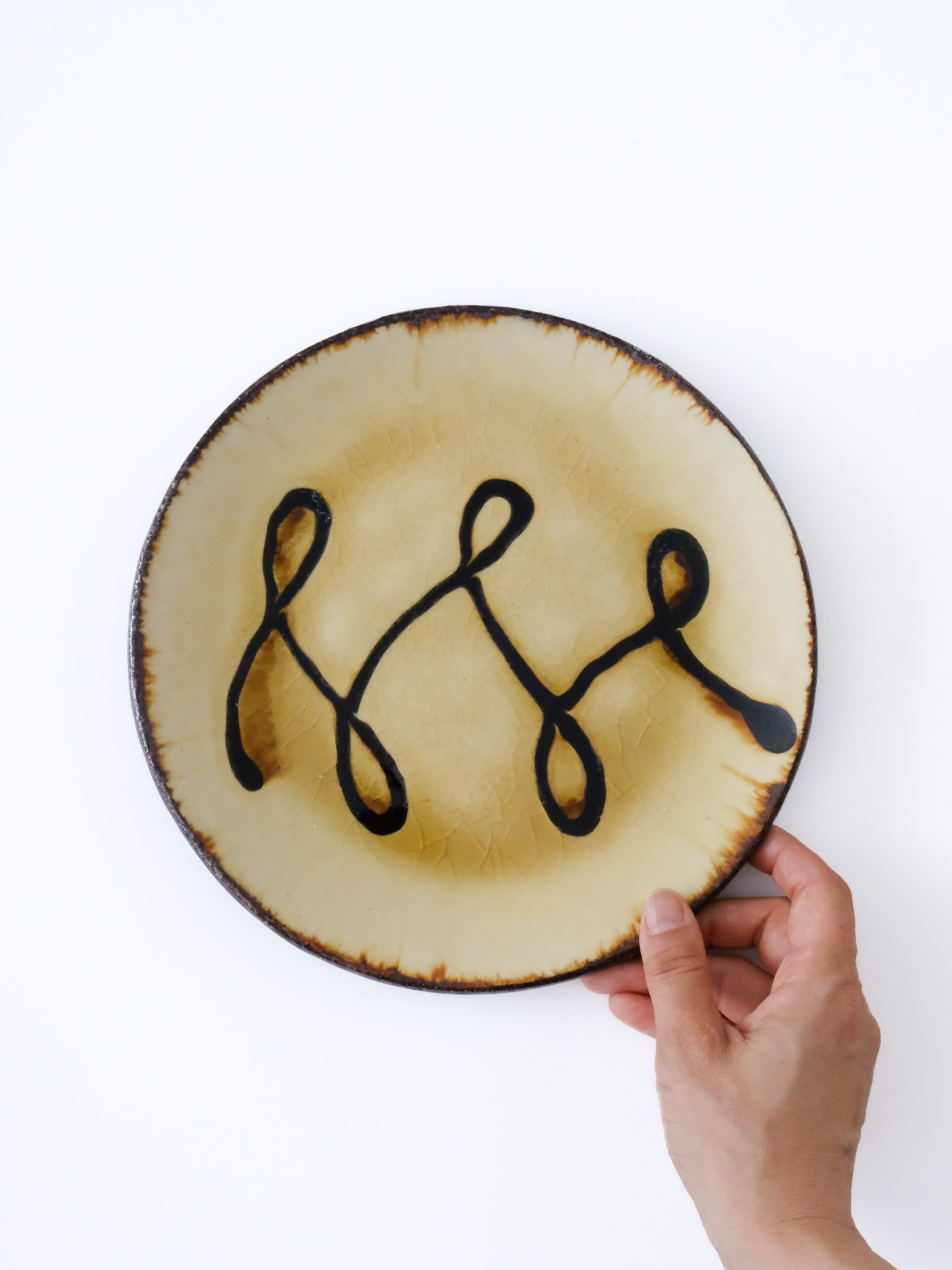 スリップウェア 七寸皿 4-d