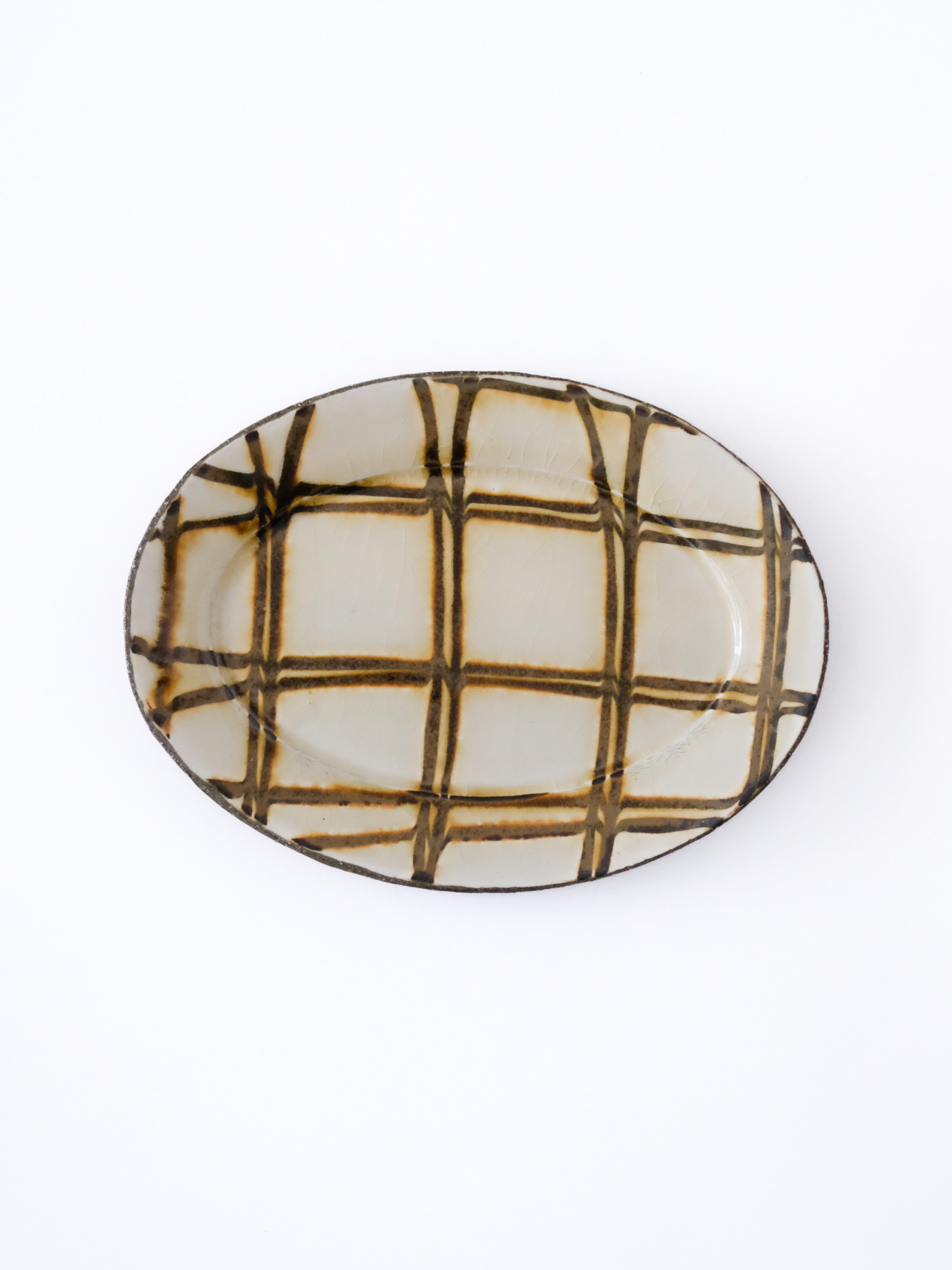 スリップウェア 楕円リム皿 6-g