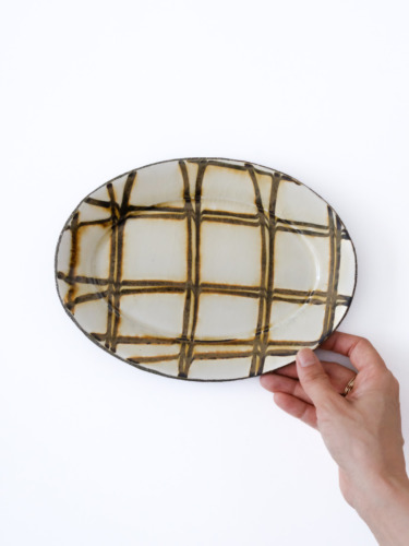 スリップウェア 楕円リム皿 6-g