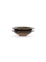 青灰稜花四寸皿