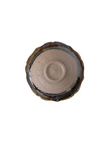 青灰稜花四寸皿