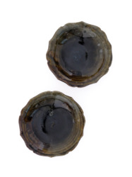 青灰稜花四寸皿