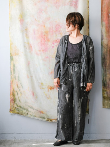 cotton&linen – slit jacket / sumi 25-A4