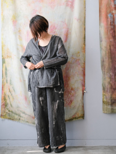 cotton&linen – slit jacket / sumi 25-A4