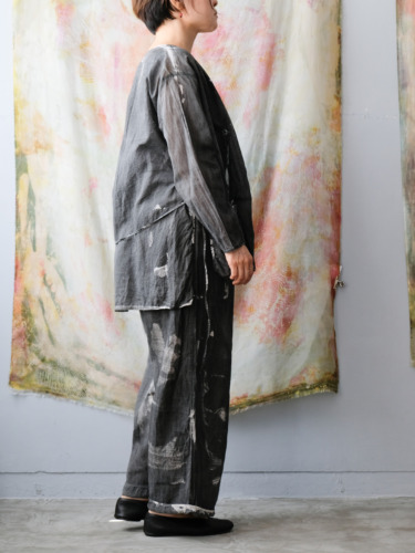 cotton&linen – slit jacket / sumi 25-A4