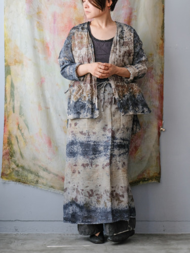 cotton&linen – slit jacket / botanical 25-A3