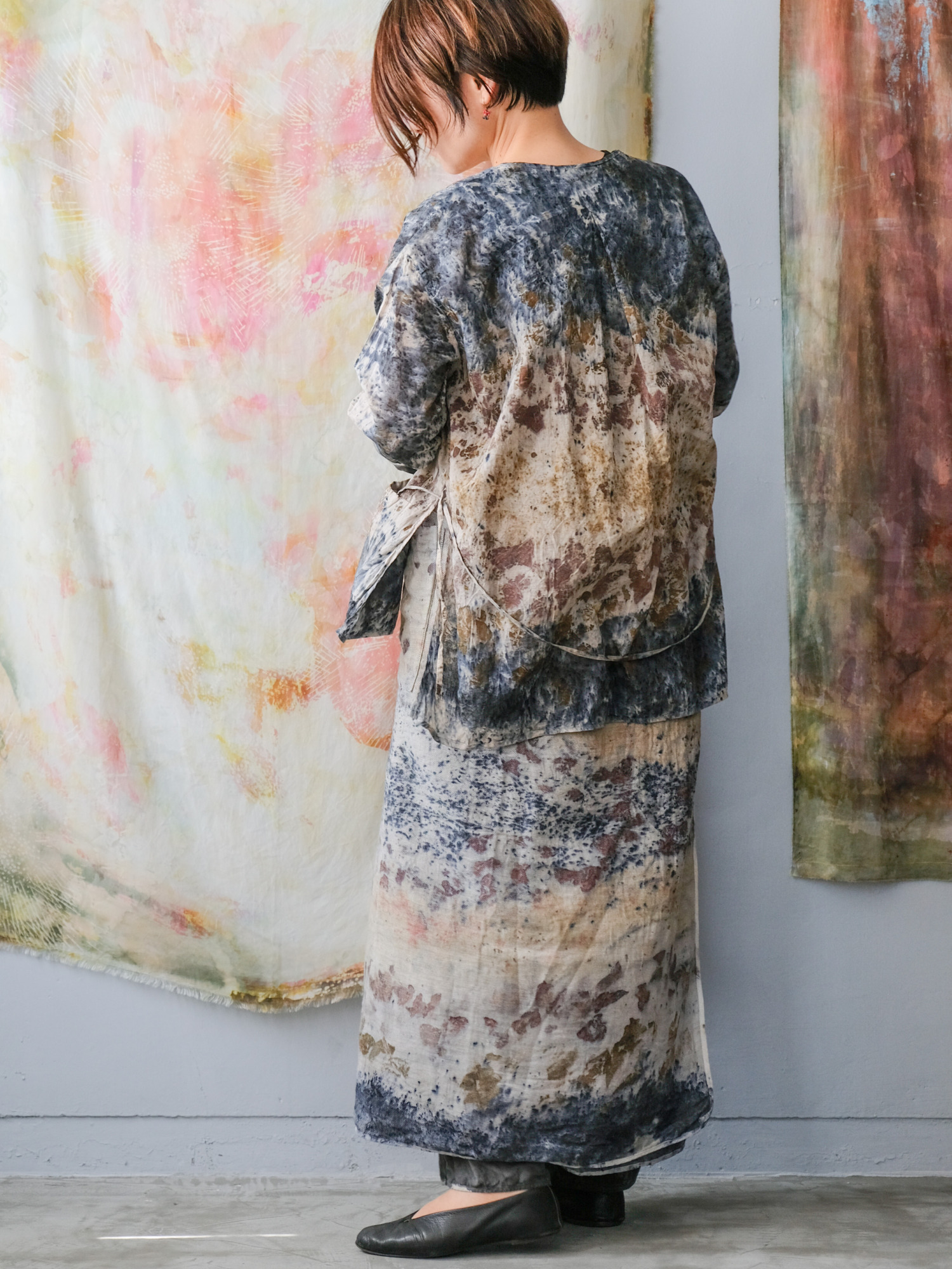 wool&cotton – wrap skirt / botanical 25-F1