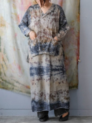 cotton&linen – slit jacket / botanical 25-A3