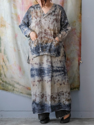 cotton&linen – slit jacket / botanical 25-A3