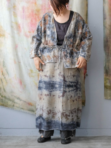 cotton&linen – slit jacket / botanical 25-A3