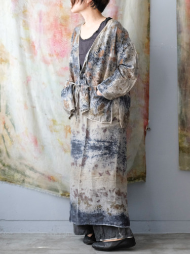 cotton&linen – slit jacket / botanical 25-A2