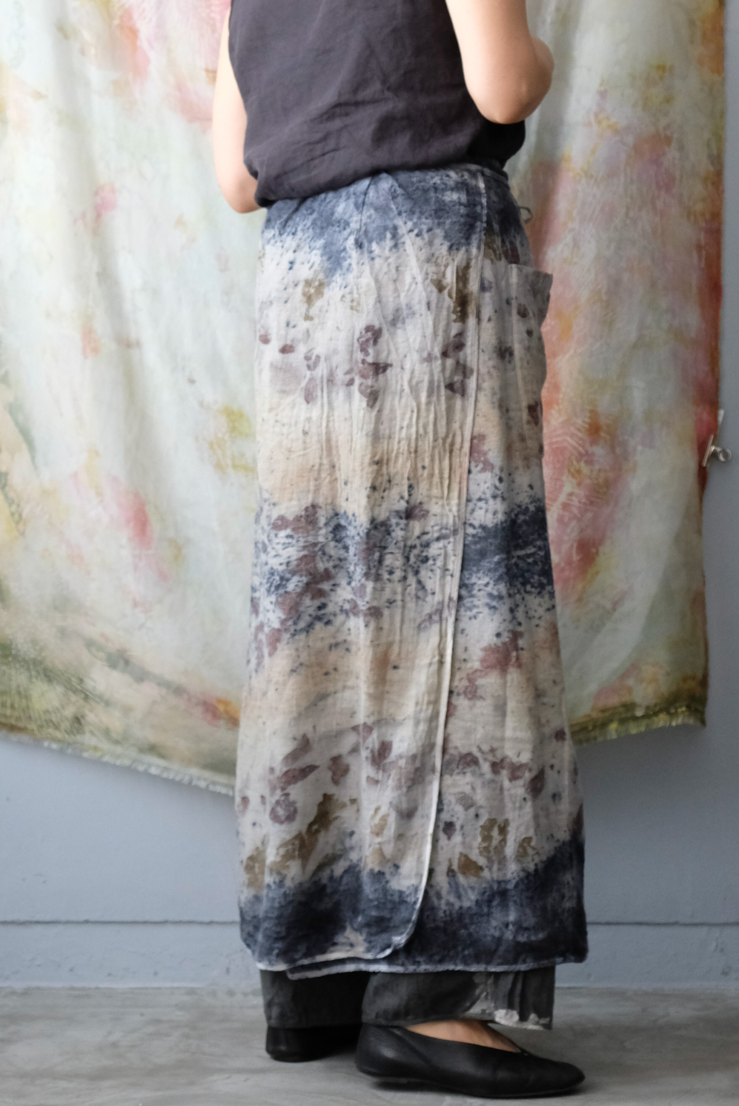 wool&cotton – wrap skirt / botanical 25-F1