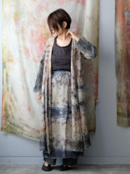 wool&cupra – wrap coat / botanical 25-D1