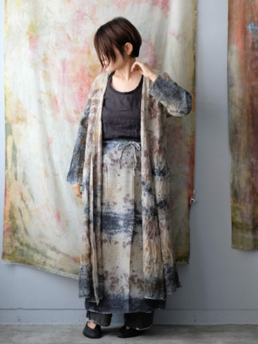 wool&cupra – wrap coat / botanical 25-D1