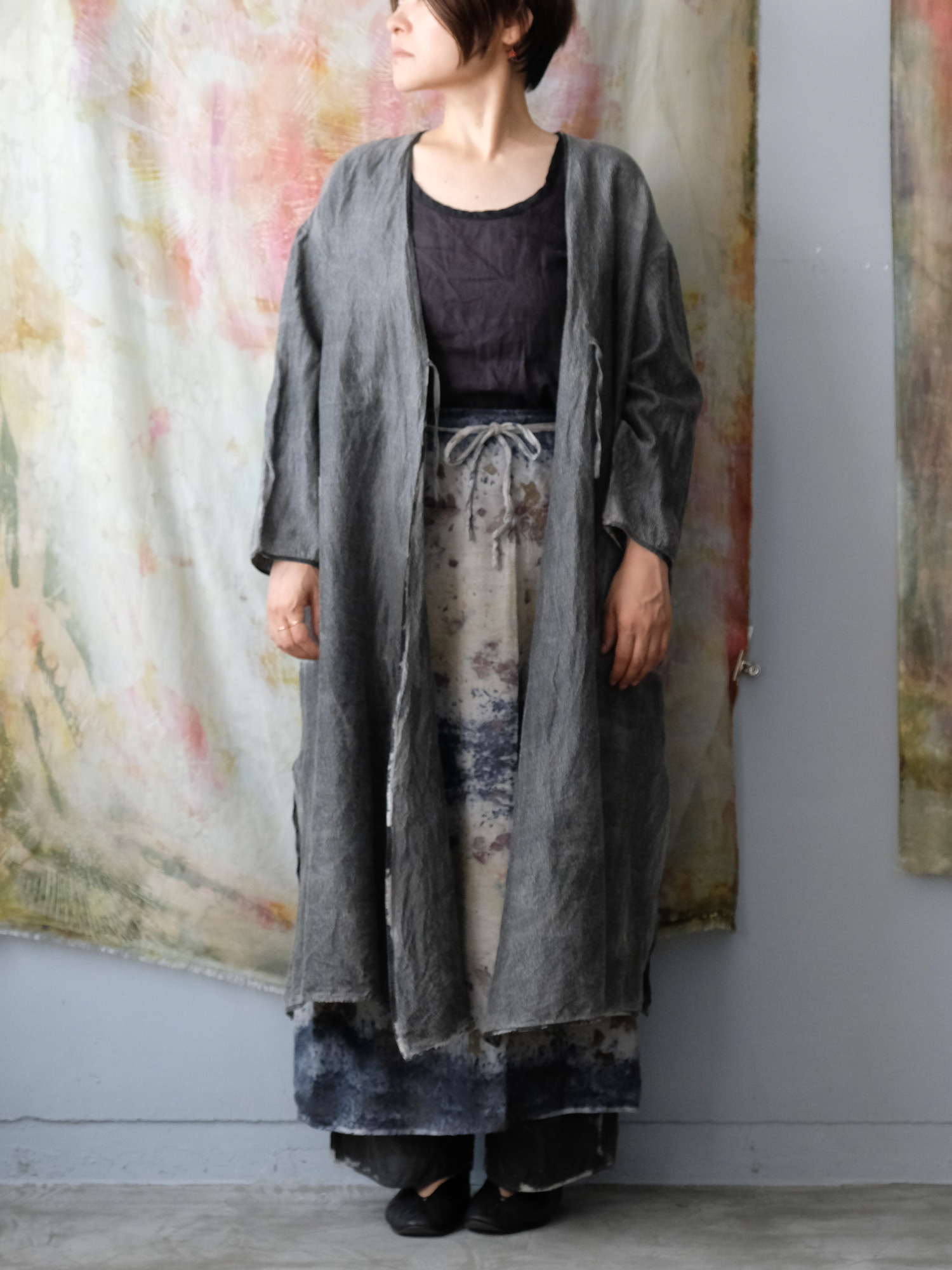 wool&cupra – wrap coat / sumi 25-D3