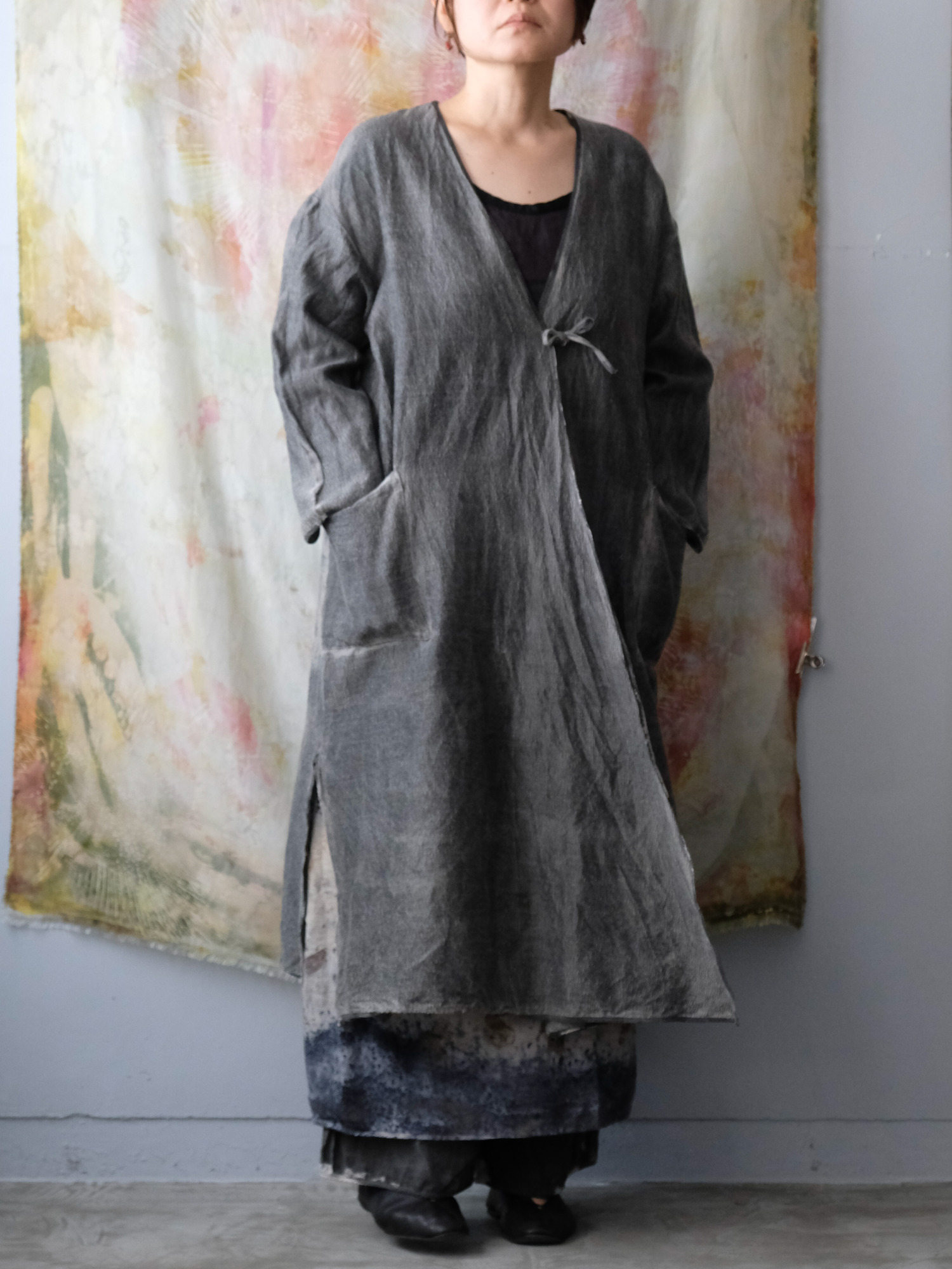 wool&cupra – wrap coat / sumi 25-D3