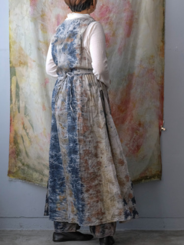 linen – side open dress / botanical 25-C3