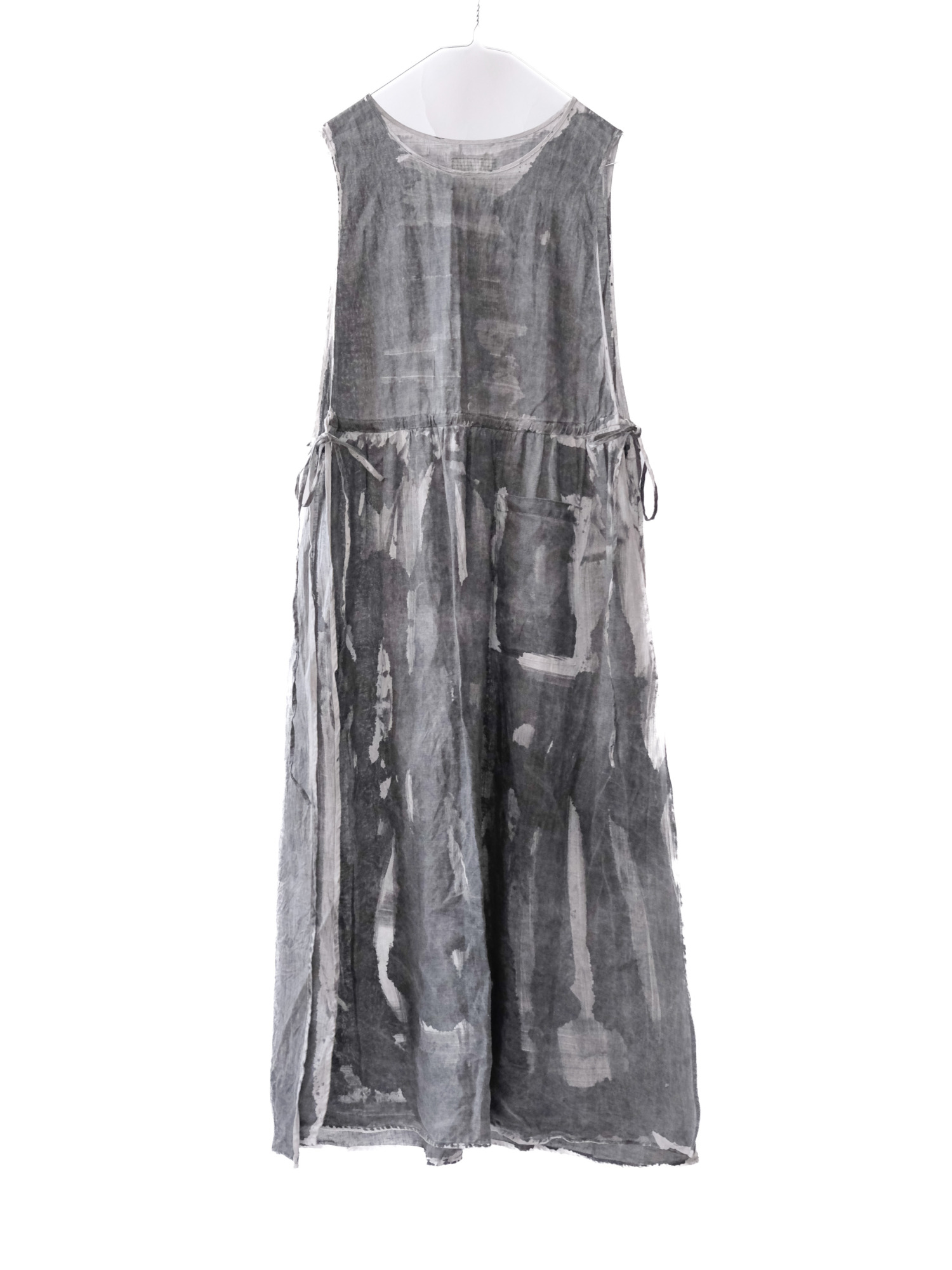 linen – side open dress / sumi 25-C1