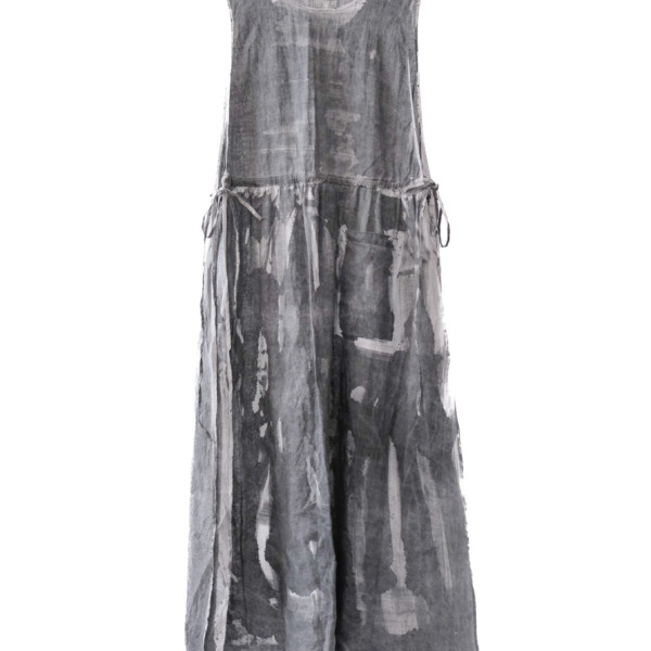 linen – side open dress / sumi 25-C1
