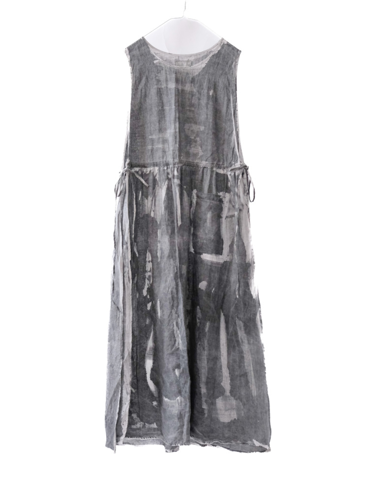linen – side open dress / sumi 25-C1