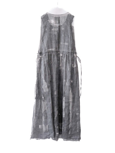 linen – side open dress / sumi 25-C1