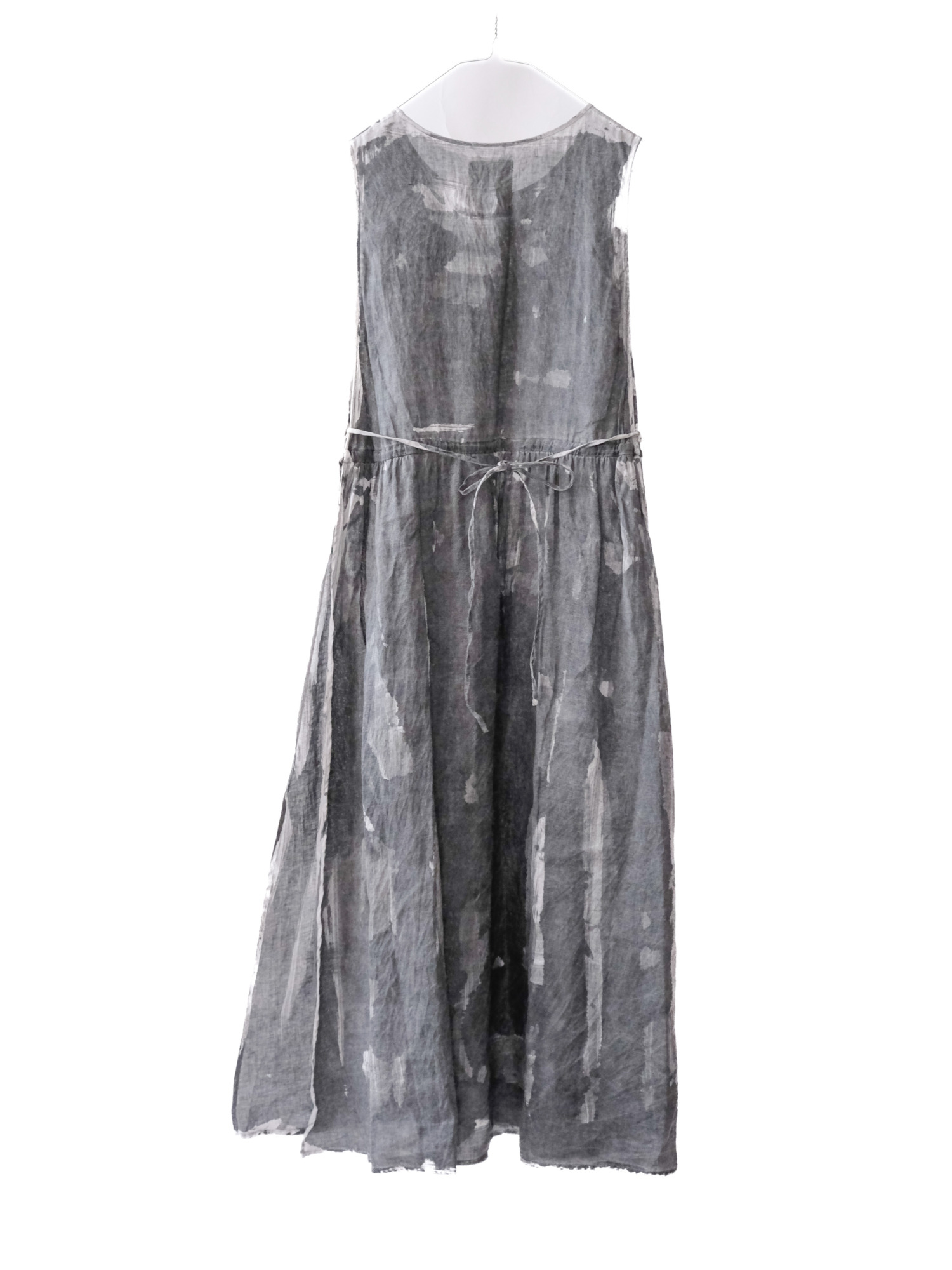 linen – side open dress / sumi 25-C1