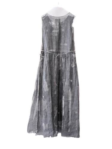 linen – side open dress / sumi 25-C1
