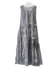 linen – side open dress / sumi 25-C1