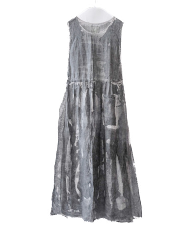 linen – side open dress / sumi 25-C1