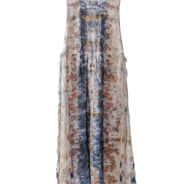 linen – side open dress / botanical 25-C2