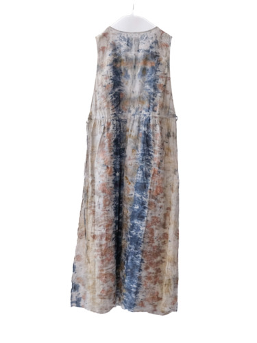 linen – side open dress / botanical 25-C2