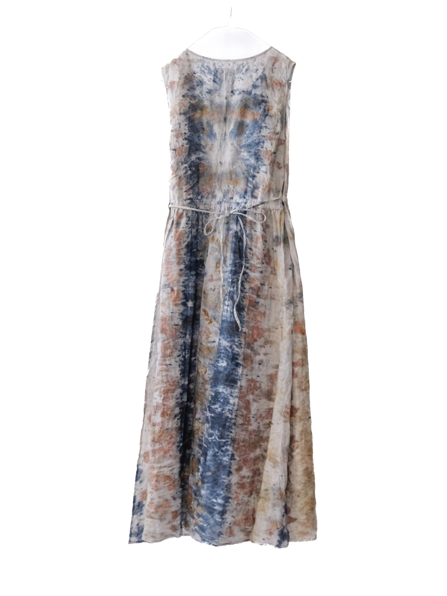 linen – side open dress / botanical 25-C2