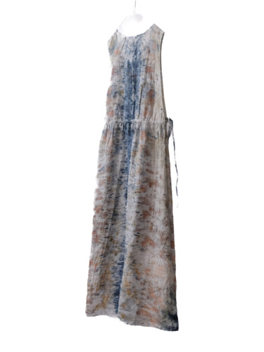 linen – side open dress / botanical 25-C3