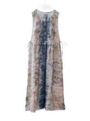 linen – side open dress / botanical 25-C3