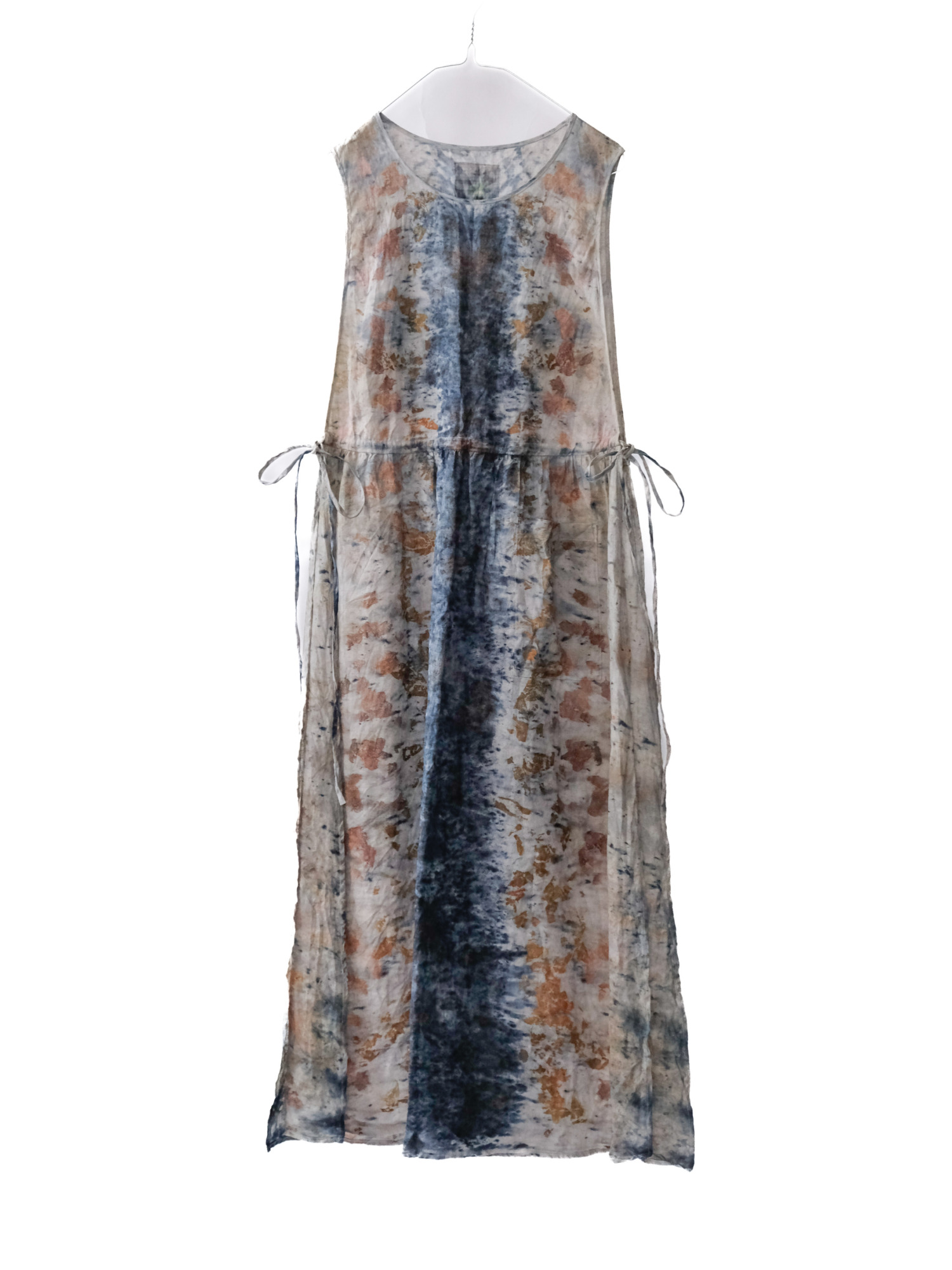 linen – side open dress / botanical 25-C3