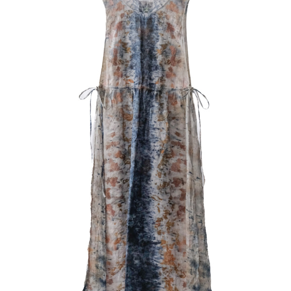 linen – side open dress / botanical 25-C3