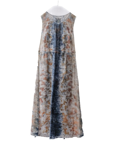 linen – side open dress / botanical 25-C3