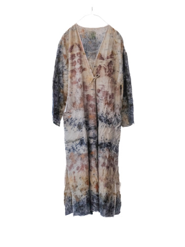 wool&cupra – wrap coat / botanical 25-D1
